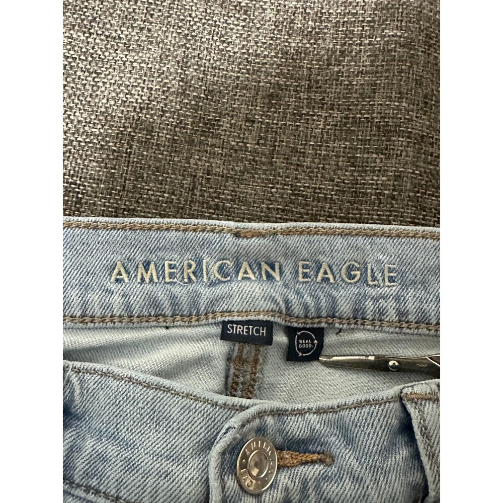 American Eagle Women's 8 Short Jeans Light Wash High Rise Straight Leg Stretch - Picture 8 of 13
